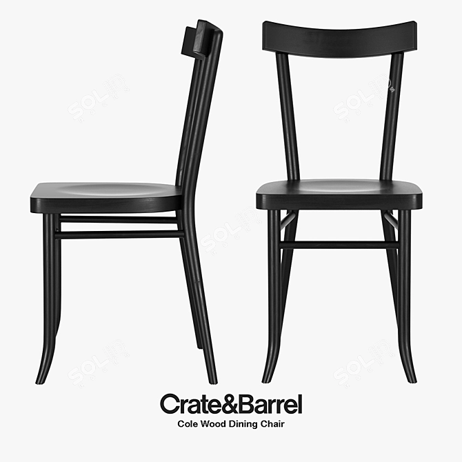 Modern Cole Wood Dining Chair 3D model image 1