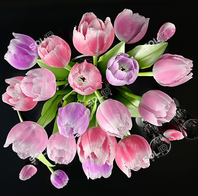 Title: Spring Blooms Tulip Vase 3D model image 2