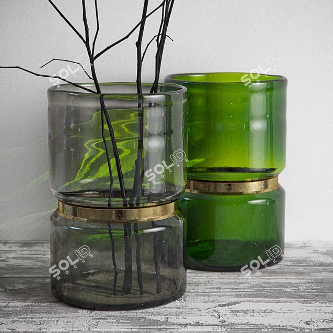 Elegant NORDAL Ring Vases 3D model image 1