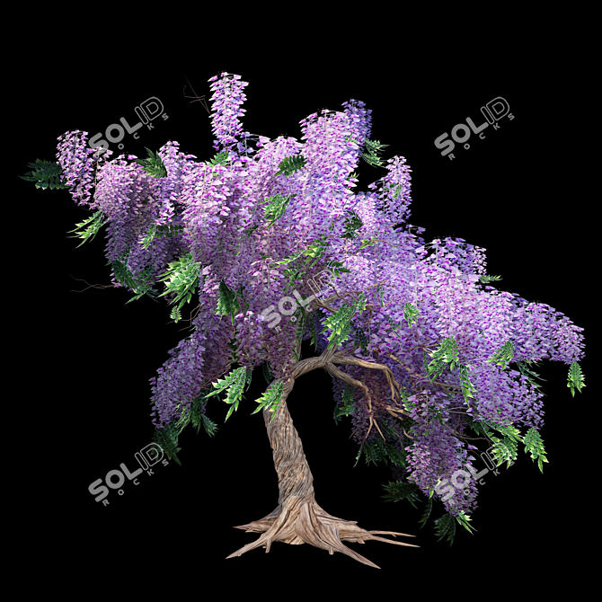 Elegant Wisteria Tree 3D model image 1
