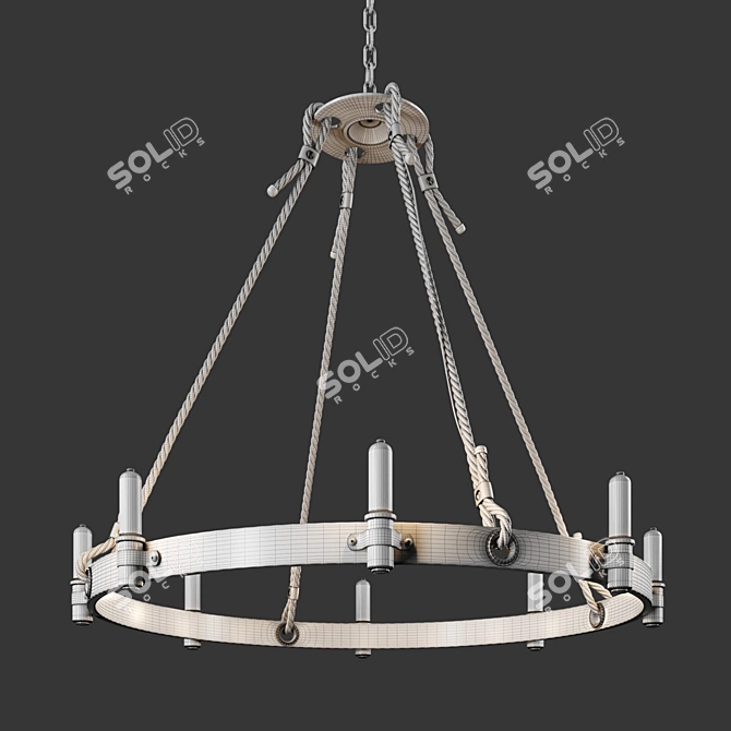 Industrial Loft Rope Chandelier - Rustic Elegance at its Finest 3D model image 3