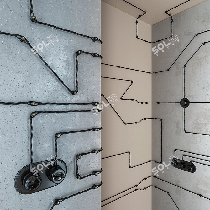 Retro Designer Wiring + Sockets 3D model image 2