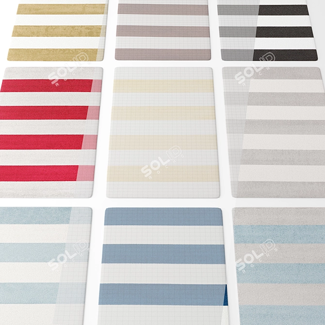 Hart Striped Area Rug: Meticulously Woven 3D model image 3