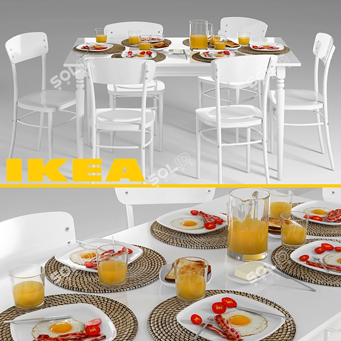 IKEA INGATORP and IDOLF Dining Set 3D model image 1
