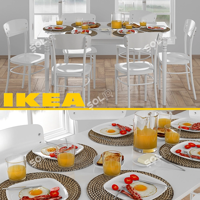 IKEA INGATORP and IDOLF Dining Set 3D model image 2
