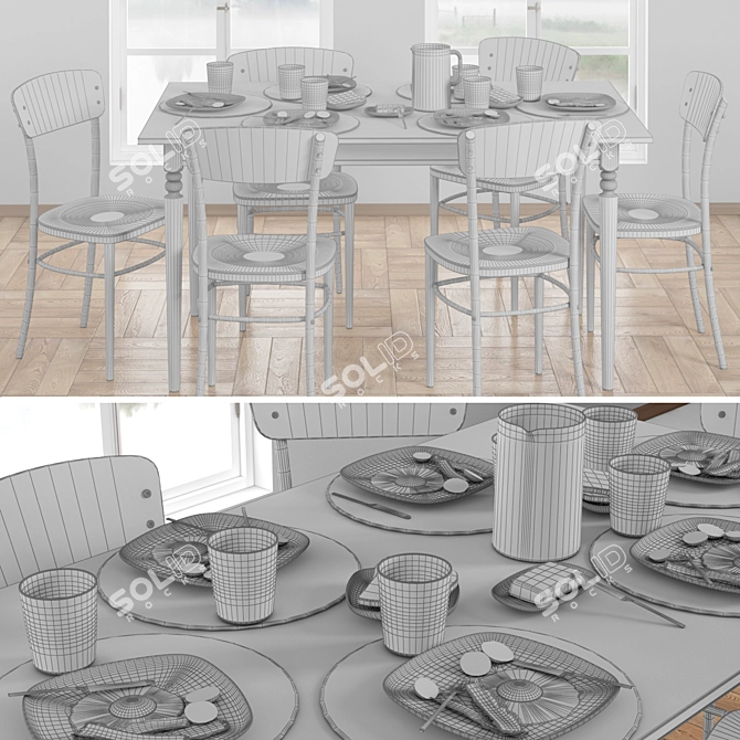 IKEA INGATORP and IDOLF Dining Set 3D model image 3