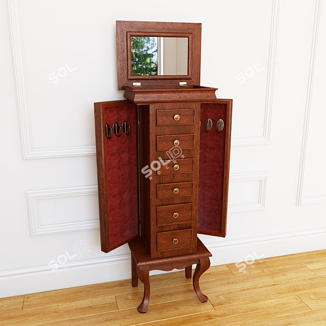 Elegant Jewelry Chest of Drawers 3D model image 2