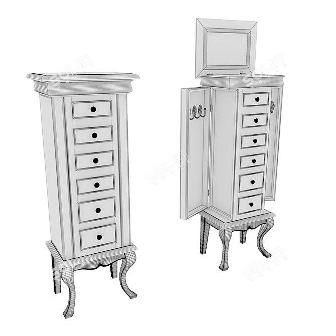 Elegant Jewelry Chest of Drawers 3D model image 3