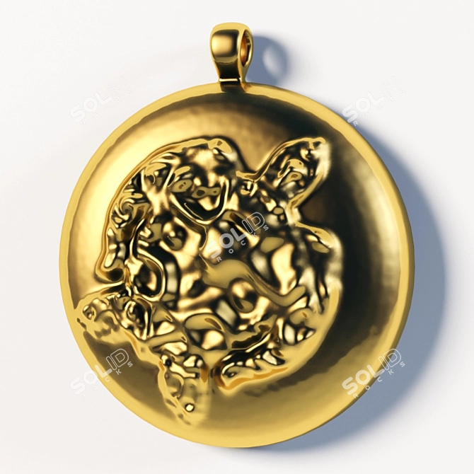 Golden Turtle Pendant 3D model image 1