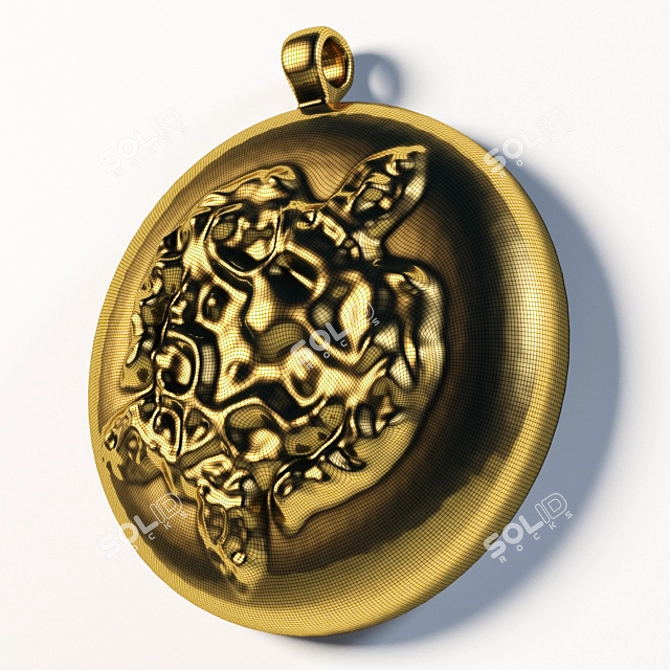 Golden Turtle Pendant 3D model image 3