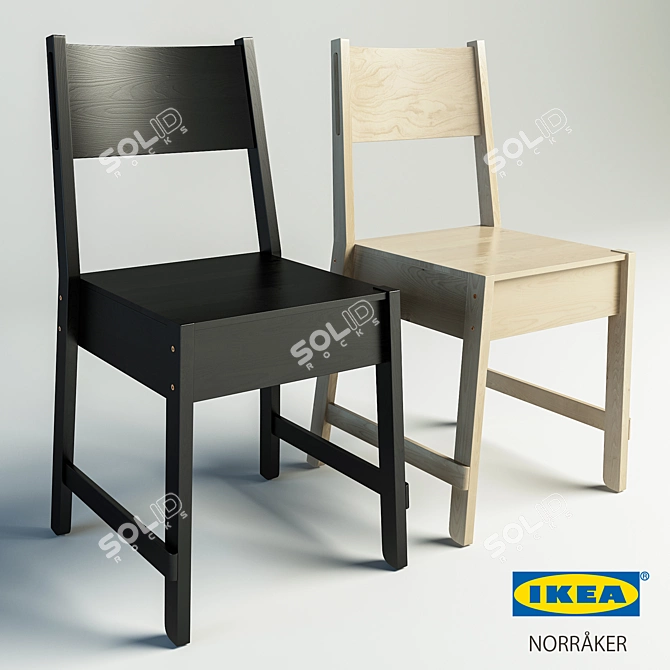 NORRAKER Chair: Stylish White Birch & Black Birch 3D model image 1