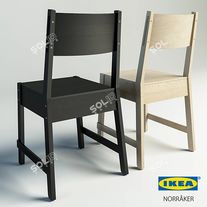 NORRAKER Chair: Stylish White Birch & Black Birch 3D model image 2