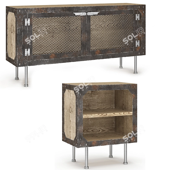 Modern Loft Cabinet Set 3D model image 1