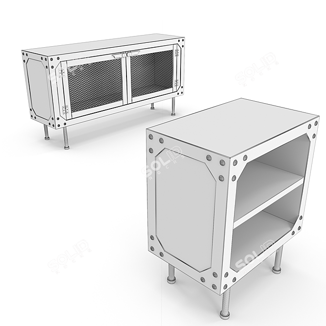 Modern Loft Cabinet Set 3D model image 3