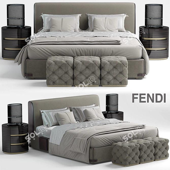 Fendi Soho Luxury Bed 3D model image 1