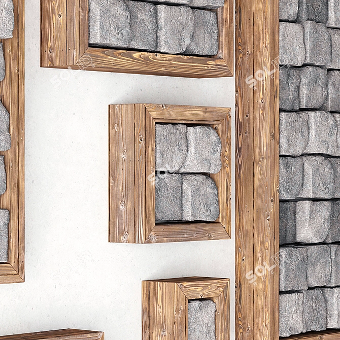 Polygon Stone Cube Panel 3D model image 2