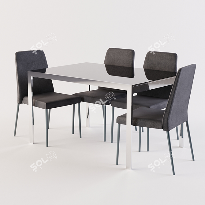 Elegant Club Chair & Key Table Set 3D model image 1