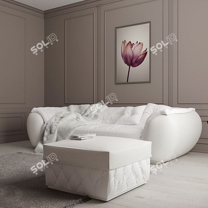 Italian Luxury Sofa and Ottoman Set - Cortezari Lapo 3D model image 2