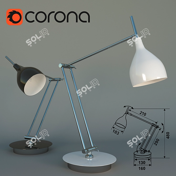 Sleek Bureaucrat BP-4 Lamp 3D model image 1