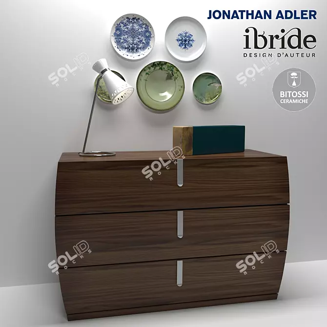 Edu Chest: Tablelamp, Plates, Vase 3D model image 1