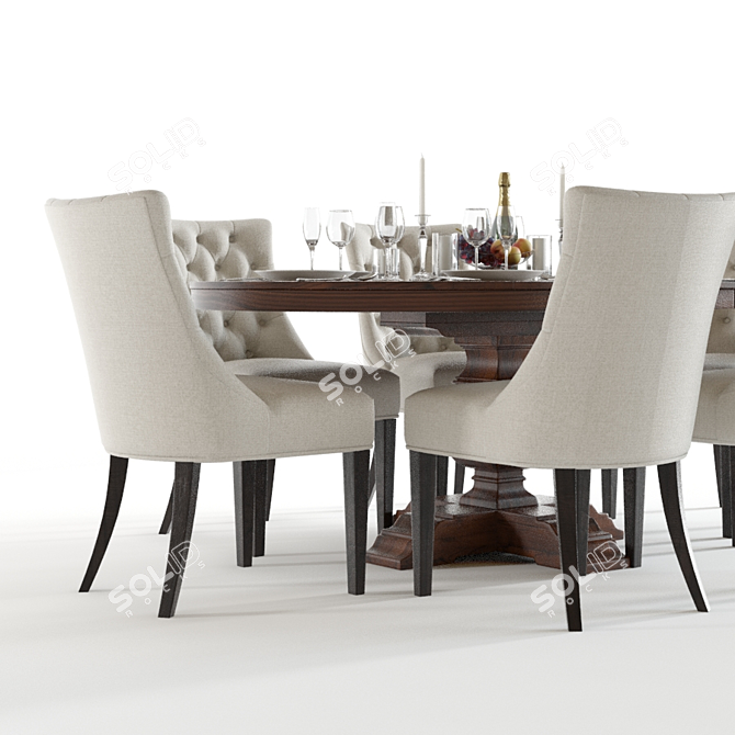 Elegant Pottery Barn Dining Set 3D model image 3