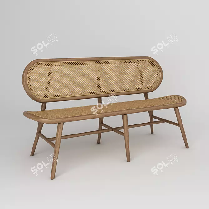 Elegant Rattan Bench for Outdoor 3D model image 1