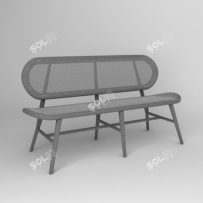 Elegant Rattan Bench for Outdoor 3D model image 3