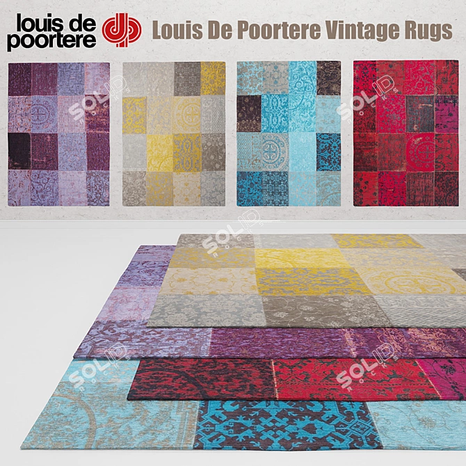 Vintage Rug Collection: Multi Designs 3D model image 1