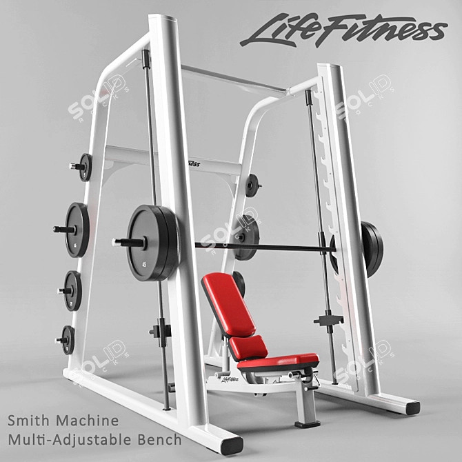 Smith Machine and Adjustable Bench: Ultimate Workout Combo 3D model image 1