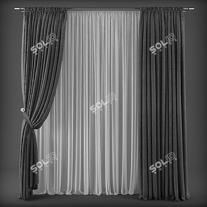 Modern Style Curtains 3D model image 1