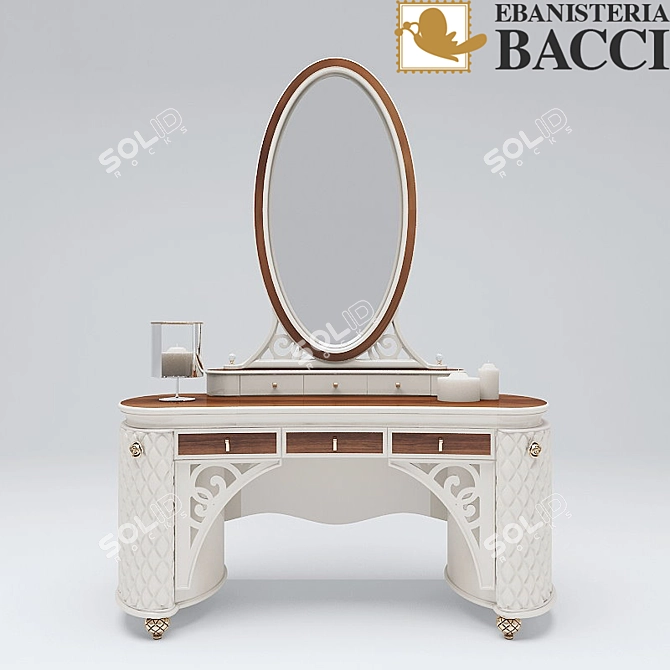 Elegant Wood Vanity Set 3D model image 2