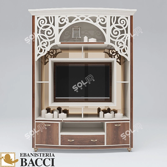 Elegant Wood Vanity Set 3D model image 3