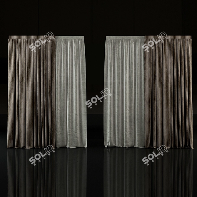 Elegant Roman Curtain 3D model image 1