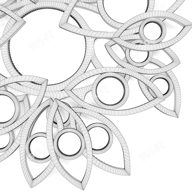 Elegant Neapoli Floral Mirror 3D model image 3