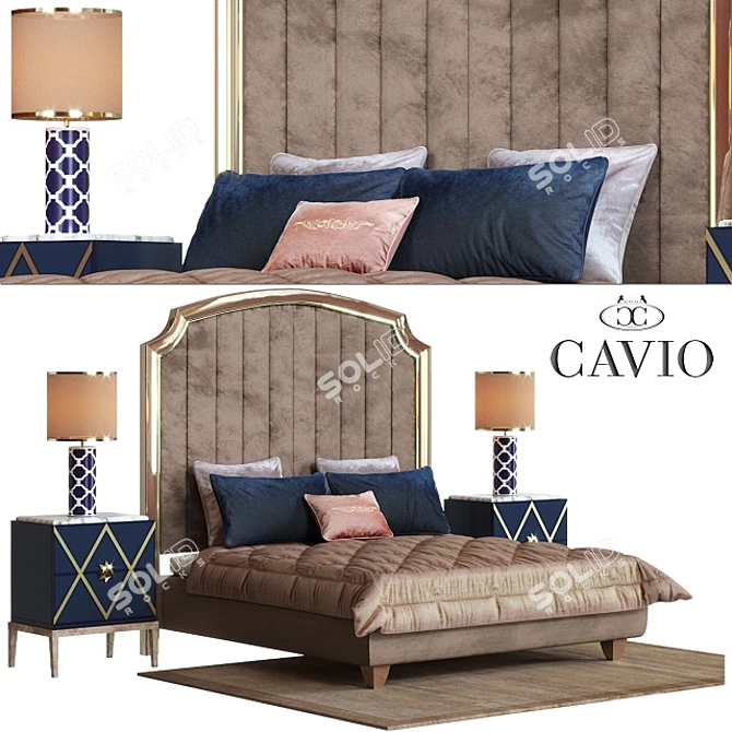 Cavio Deco Line Art Bed Set 3D model image 1