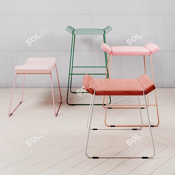 Modern Adjustable Frankie Stool 3D model image 1