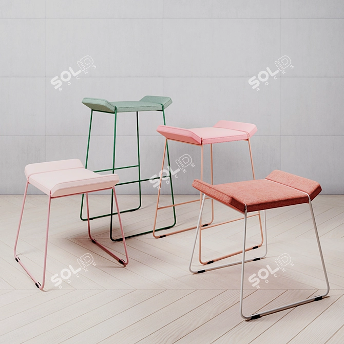 Modern Adjustable Frankie Stool 3D model image 2