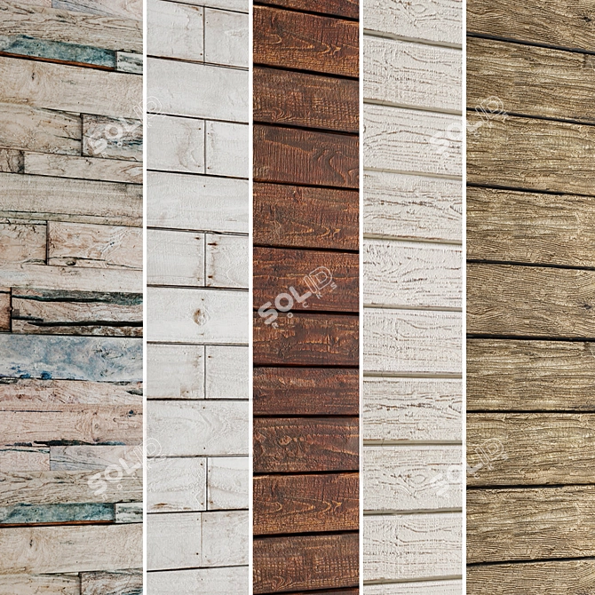 Wooden Panel Collection - 5 Pieces 3D model image 1