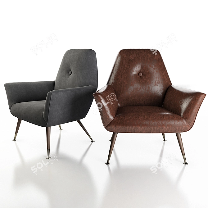 Retro Chic Armchair: Vintage Elegance 3D model image 1