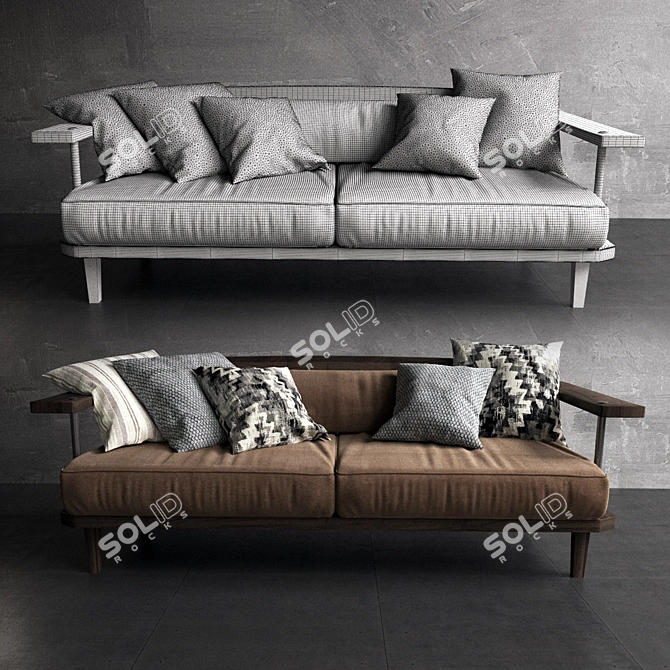 Urban Chic Loft Sofa 3D model image 2