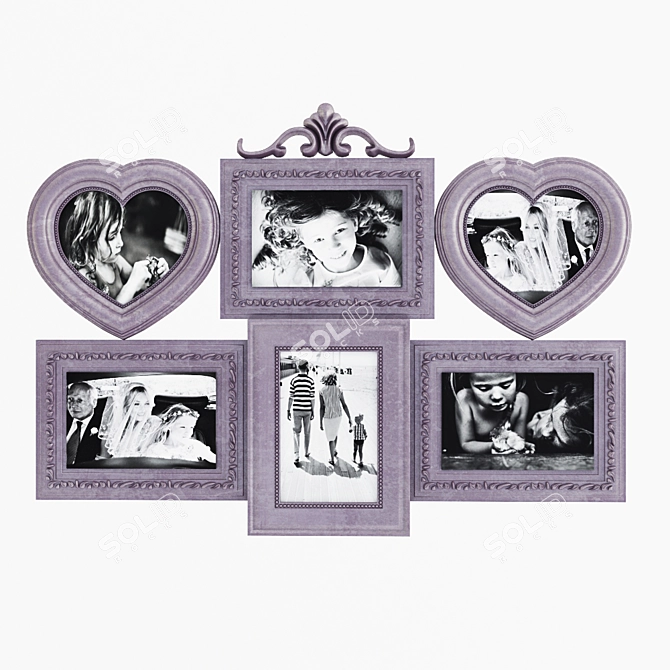 Purple Photo Collage - 6 Frames 3D model image 1