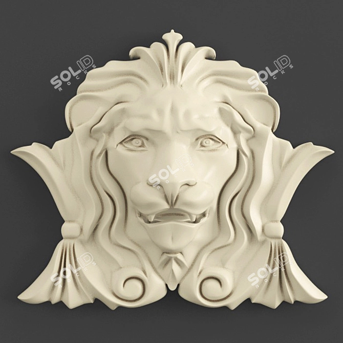 Regal Lion Head Decoration 3D model image 3