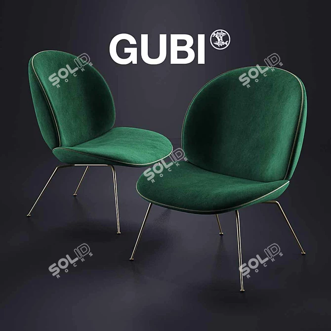 GUBI Beetle Lounge Chair: The Epitome of Comfort 3D model image 1