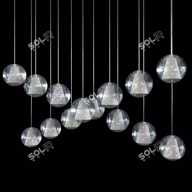 LED Pendant Chandelier - Stylish Illumination in Adjustable Heights 3D model image 1