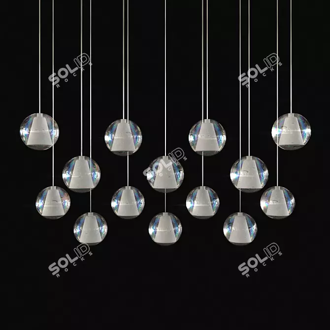 LED Pendant Chandelier - Stylish Illumination in Adjustable Heights 3D model image 2