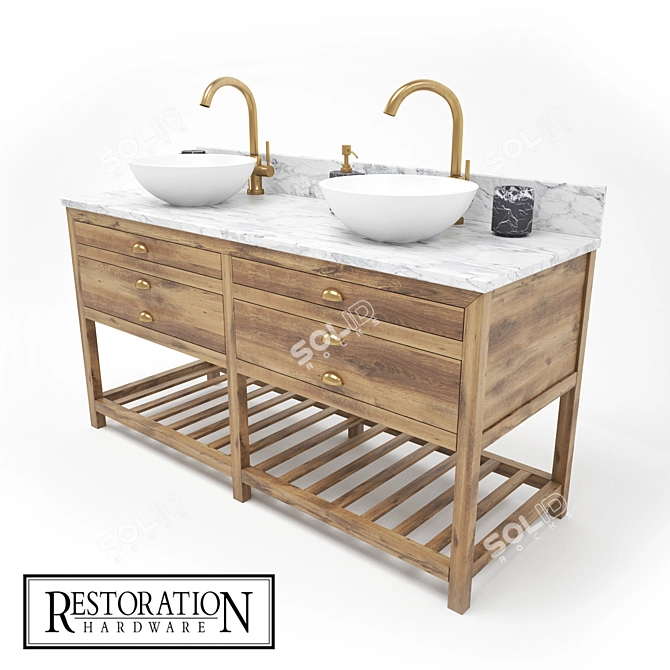 Elegant Vintage Washstand 3D model image 1