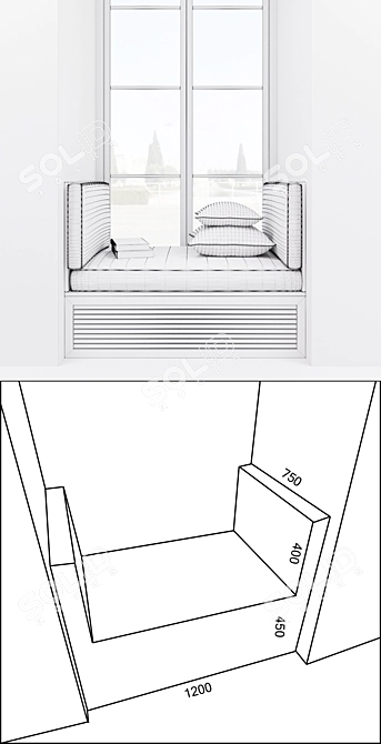 Cozy Comfort: Soft Windowsill 3D model image 3