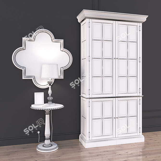 Vintage Style Wardrobe Showcase "Jordan Cabinet 3D model image 2