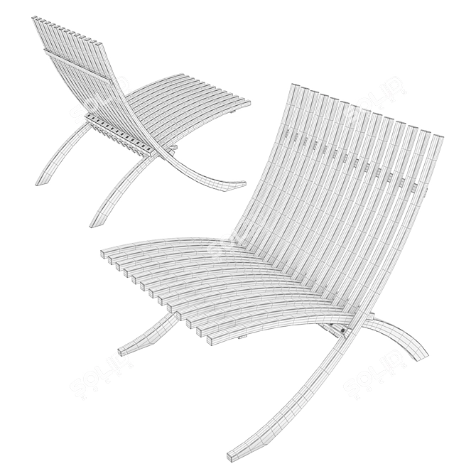 Scandinavian Teak Lounge Chair 3D model image 3