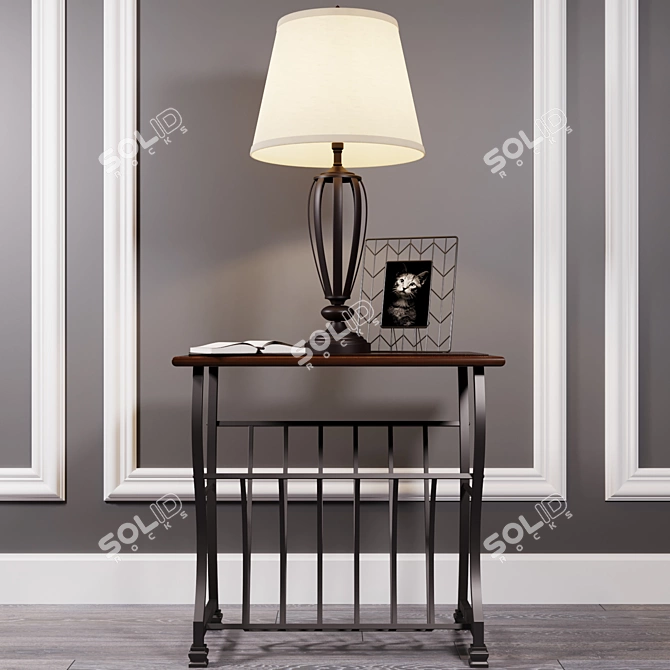 Sleek Wycliffe Table with Elegant Mildred Lamp 3D model image 1